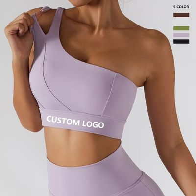 একক তির্যক কাঁধের চাবুক মহিলাদের যোগ ফিটনেস আন্ডারওয়্যার উচ্চ প্রভাব সমর্থন টিউব